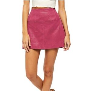 Free People Faux Suede Leather Magenta Mini Skirt